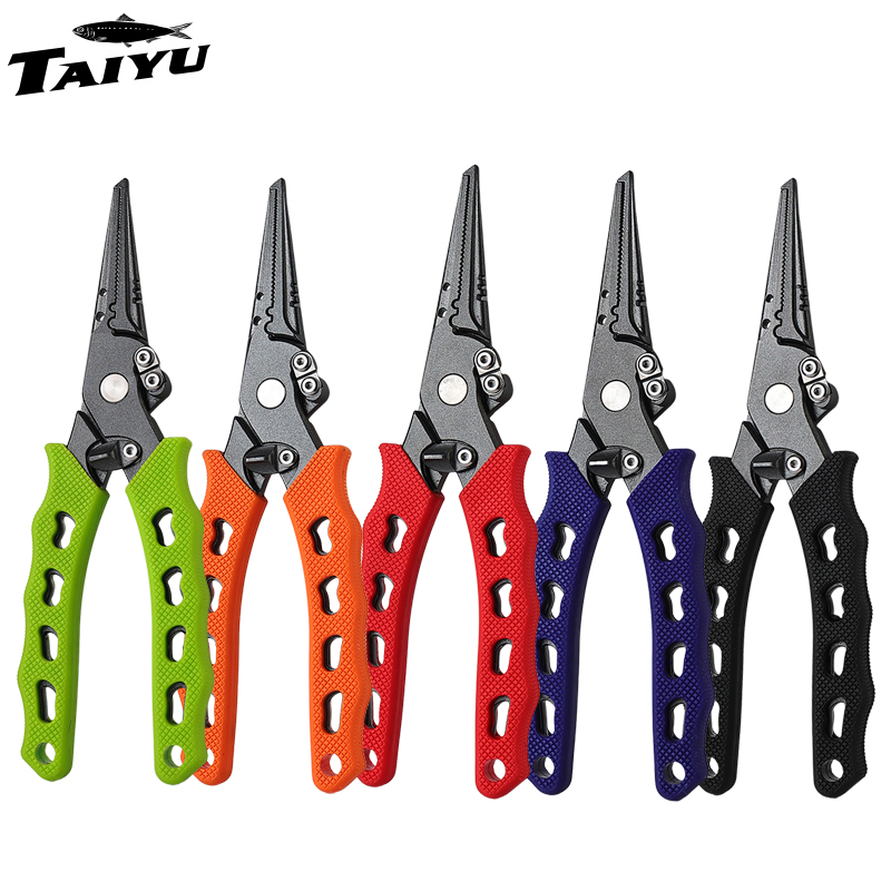 Saltwater Line - TAIYU 5-kleurige roestvrijstalen kunstaastang, visserijtang, lijnsnijder,